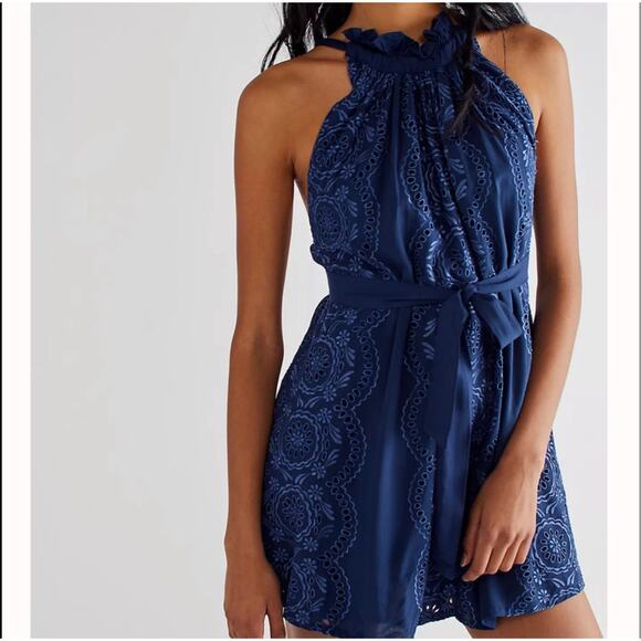 Free People Dresses & Skirts - NEW NWT Free People Mimosa Eyelet Mini Dress Blue Size M
